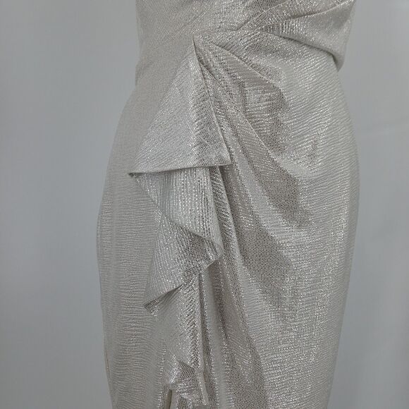 Eliza J Cocktail Dress Womens 6 Silver Metallic Disco Party Aesthetic - Picture 6 of 9